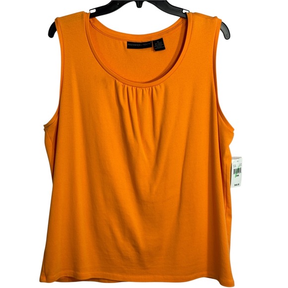 Preswick & Moore Tops - Preswick & Moore Womens Plus 1X Orange Scoop Neck Pleated Front Tank Top NWT